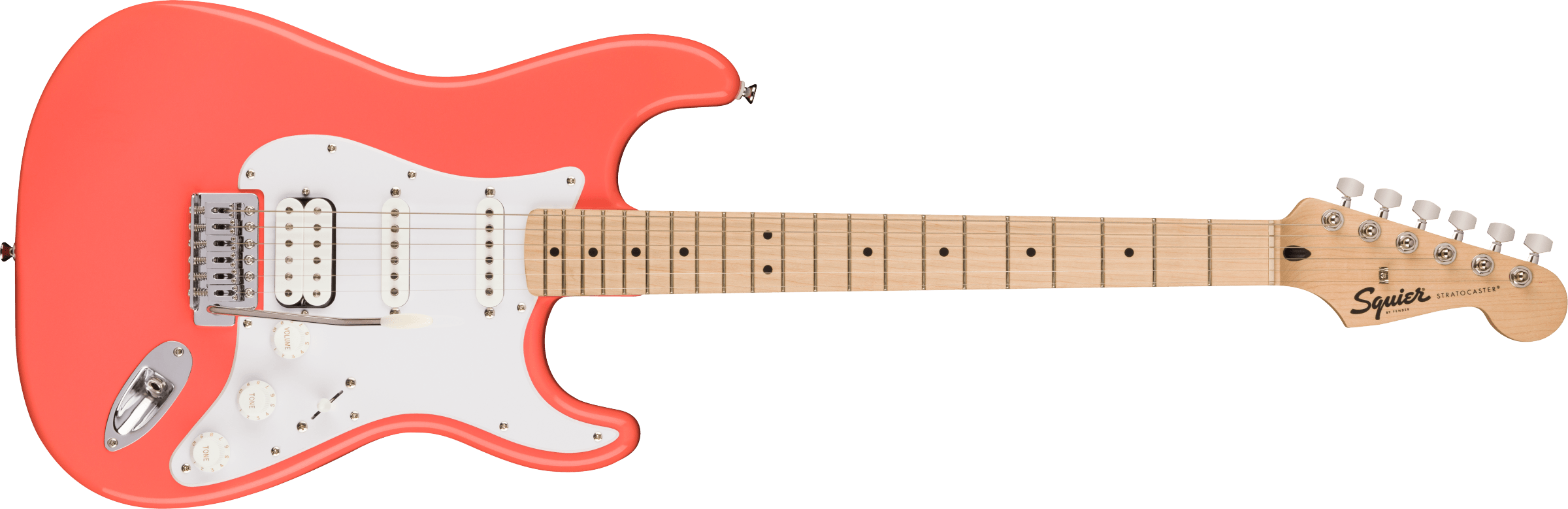 Se Fender Squier Sonic Stratocaster HSS El-guitar (Tahitian Coral) - B-Stock hos Drum City