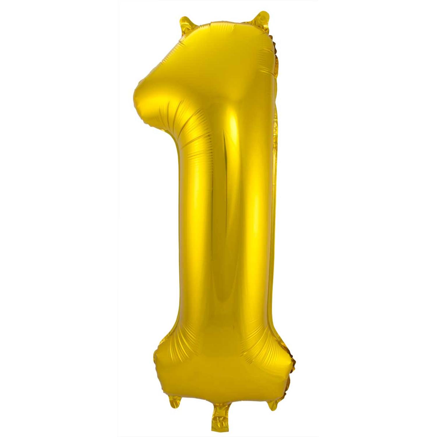Se 1 Formet Nummer Folieballon (Guld, 86 cm) hos Drum City
