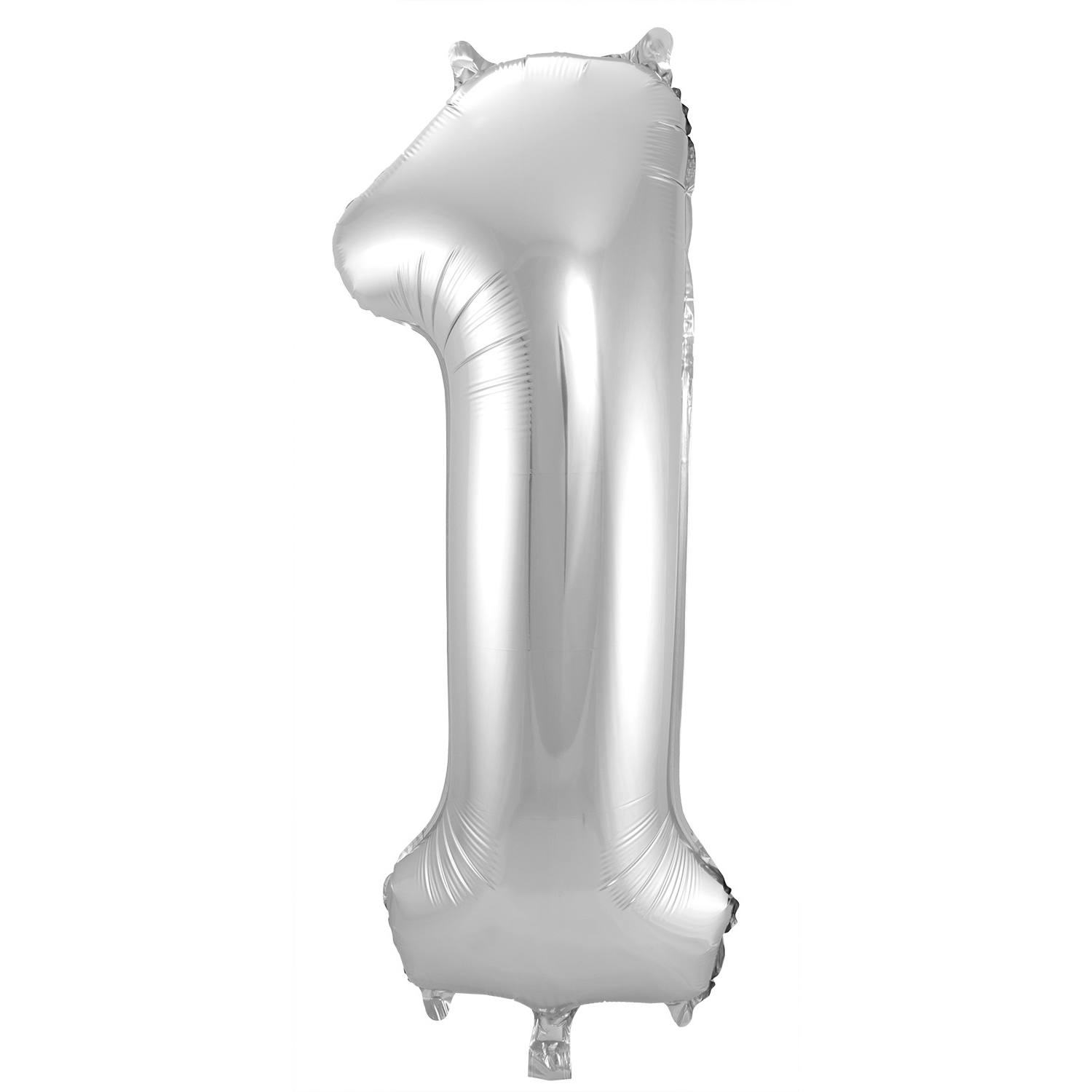 1 Formet Nummer Folieballon (Sølv, 86 cm)