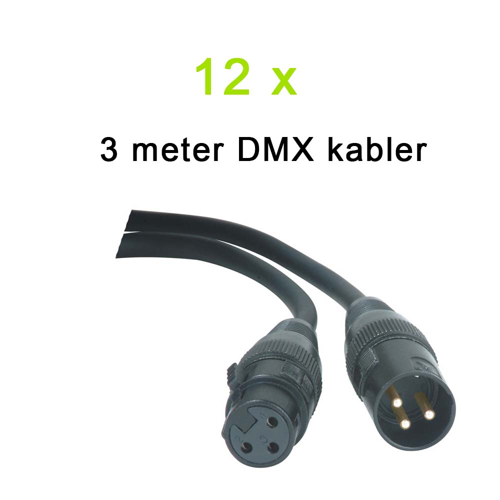 DMX Kabel Pakke, 12 x 3 meter