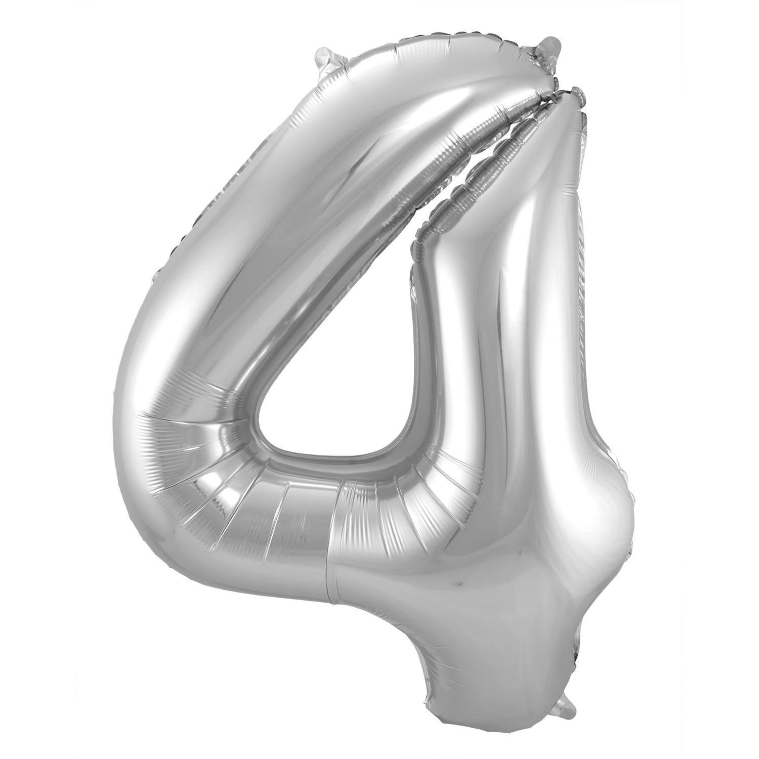 4 Formet Nummer Folieballon (Sølv, 86 cm)