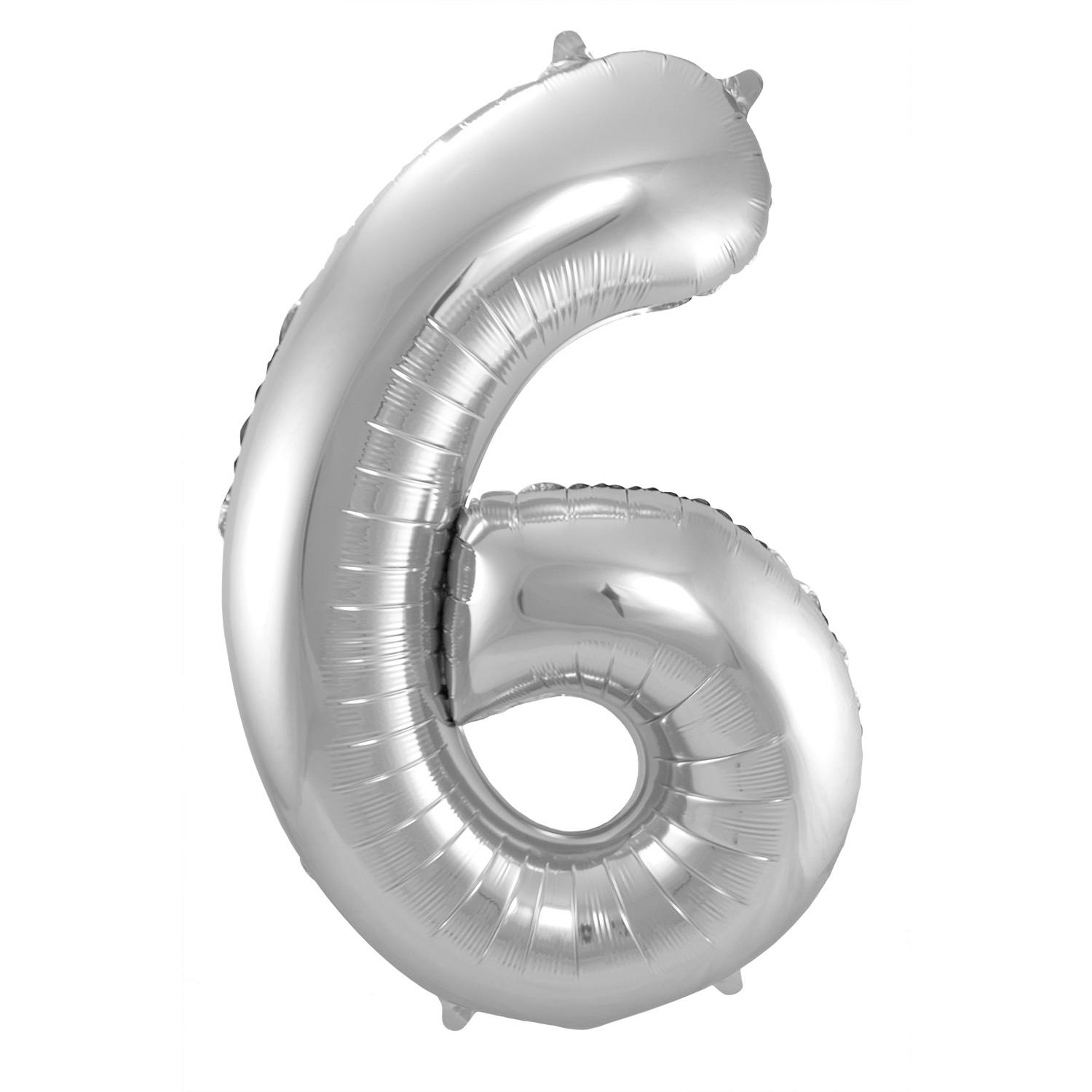 Billede af 6 Formet Nummer Folieballon (Sølv, 86 cm)