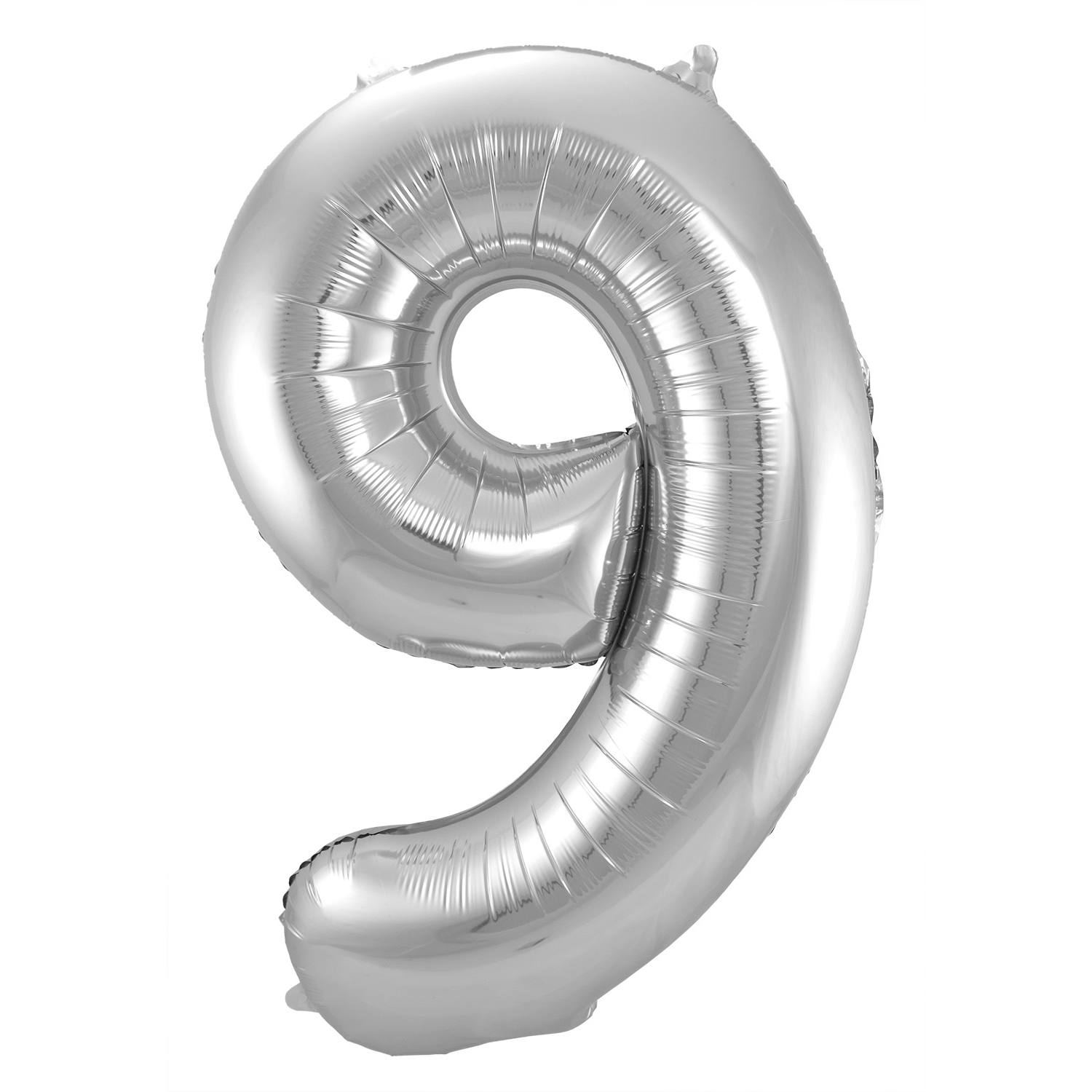 9 Formet Nummer Folieballon (Sølv, 86 cm)