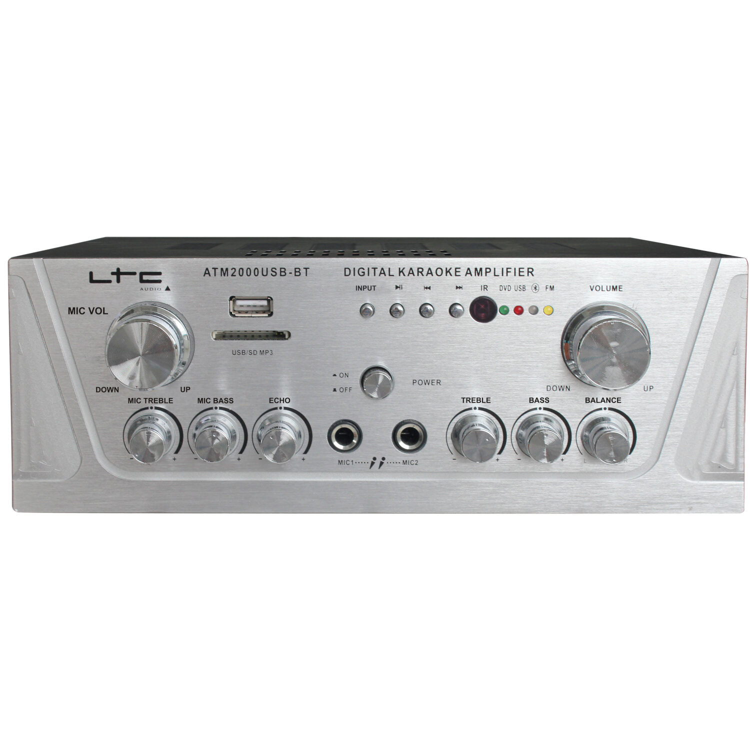 LTC Karaoke Forstærker (2x 50W, Sølv)