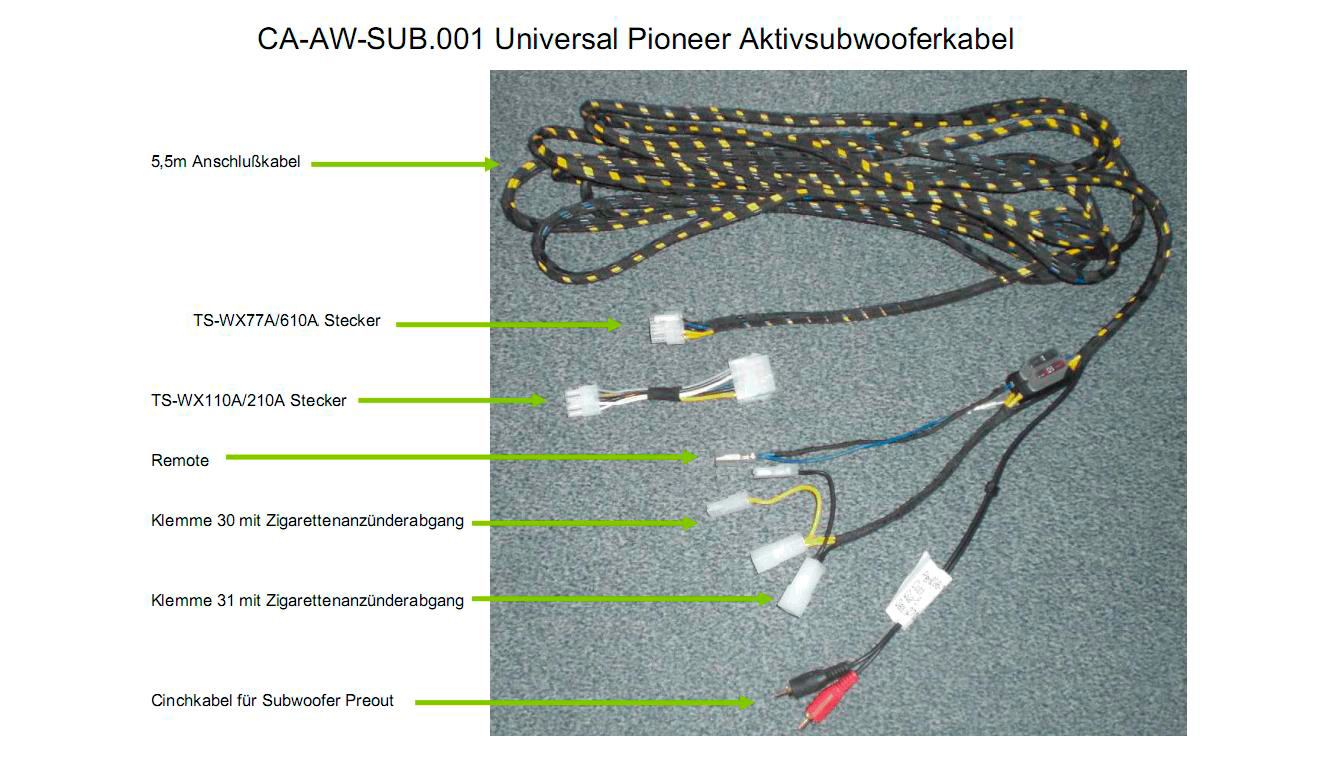 Pioneer CA-AW-SUB.001 Kabelsett for aktiv subwoofer