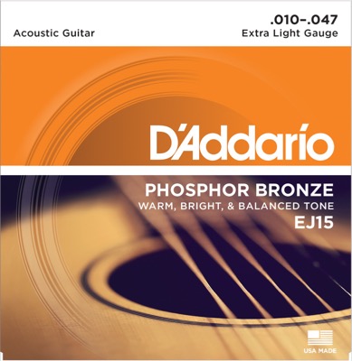 Se Daddario EJ15 Phosphor Bronze Guitarstrenge (Extra Light, 10-47) hos Drum City