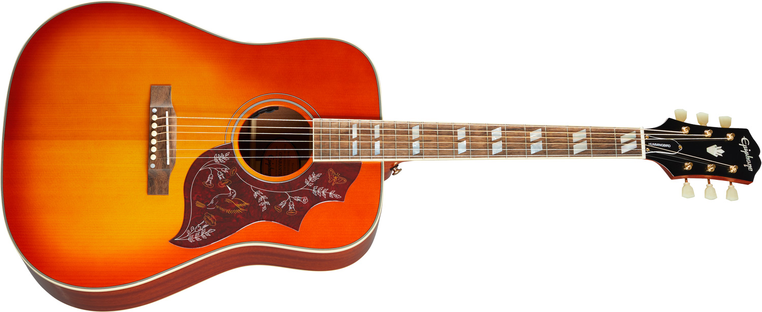 Epiphone Hummingbird All Solid Wood Aged Western Guitar (Cherry Sunburst Gloss)
