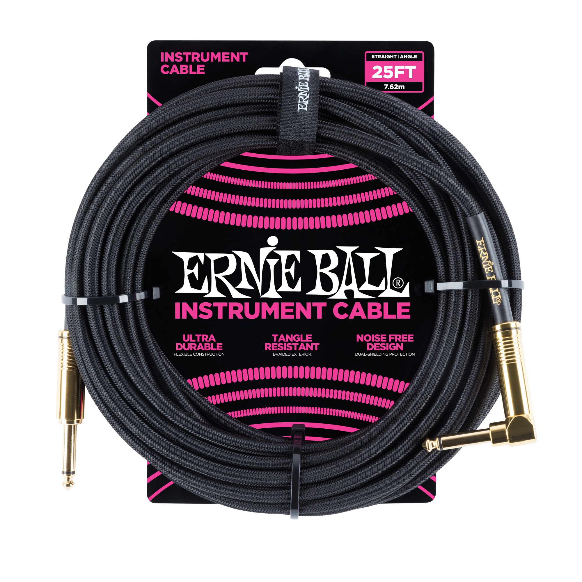 Se Ernie Ball 6058 Guitar Kabel (Sort, 7,5m) hos Drum City