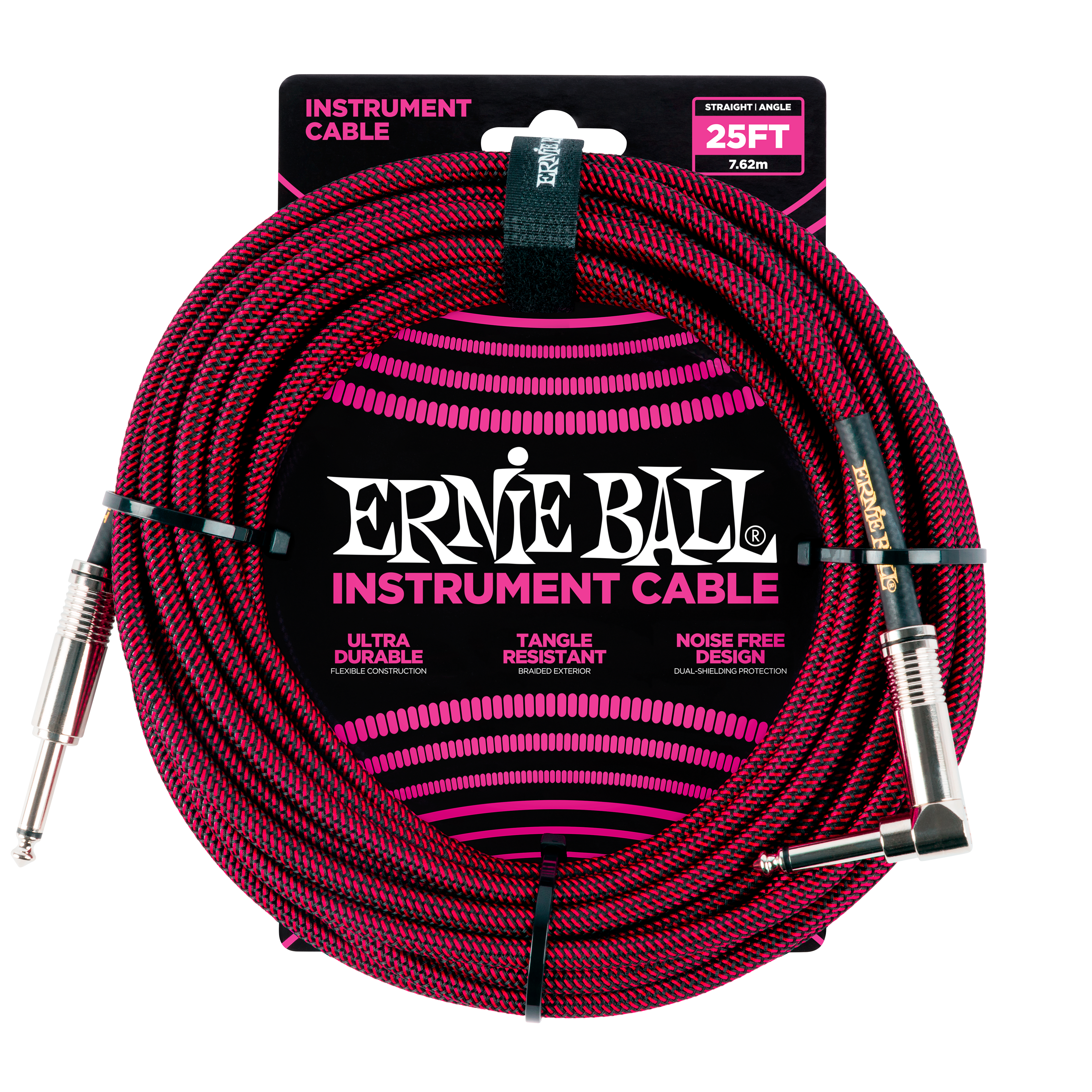 Se Ernie Ball 6062 Guitar Kabel (Sort, Rød, 7,5m) hos Drum City