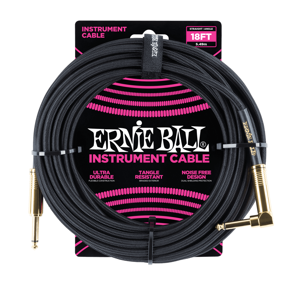 Se Ernie Ball 6086 Guitar Kabel (Sort, 5,4m) hos Drum City