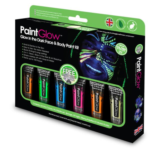 Glow in Dark UV face and body paint set