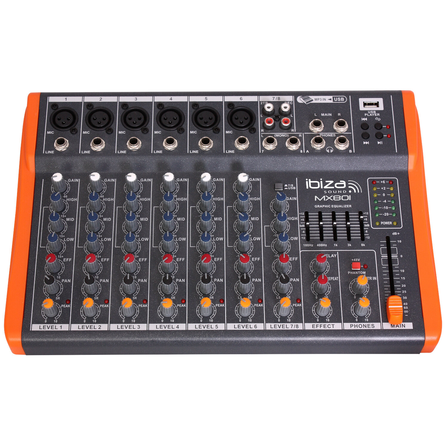 Se Ibiza MX801 8-kanals Mixer hos SoundStoreXL.dk