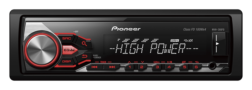 Se Pioneer MVH-280FD High Power 1-DIN Bilstereo hos SoundStoreXL.dk