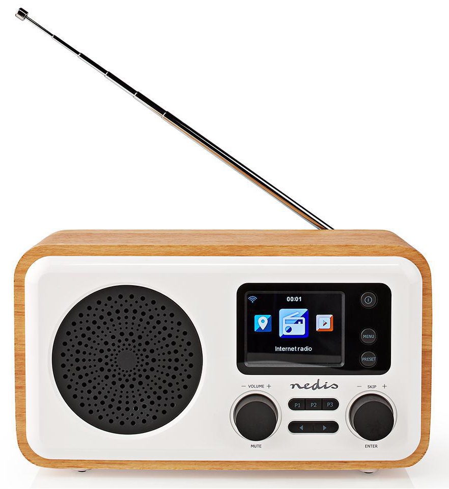 Nedis Internett Radio med FM/DAB+/ Bluetooth (hvit, tre)