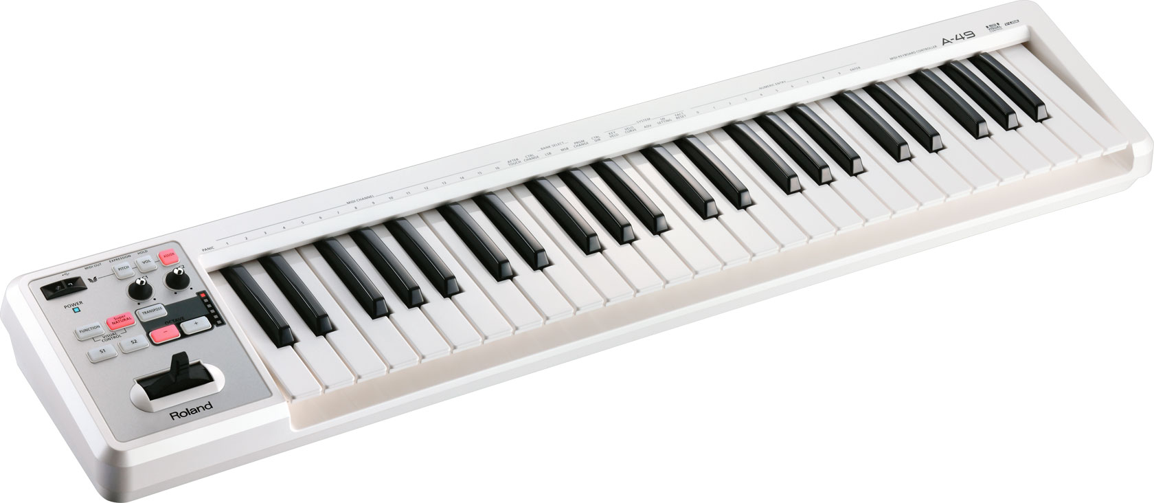 Se Roland A-49-WH MIDI-Keyboard (Hvid) hos Drum City