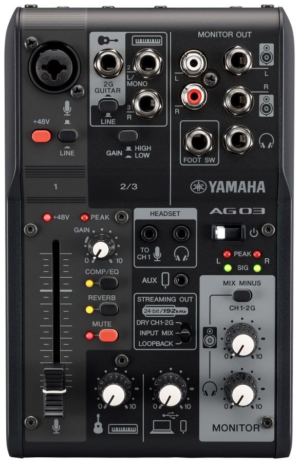 Billede af Yamaha AG03 MkII Live Streaming Mixer (Sort) hos Drum City