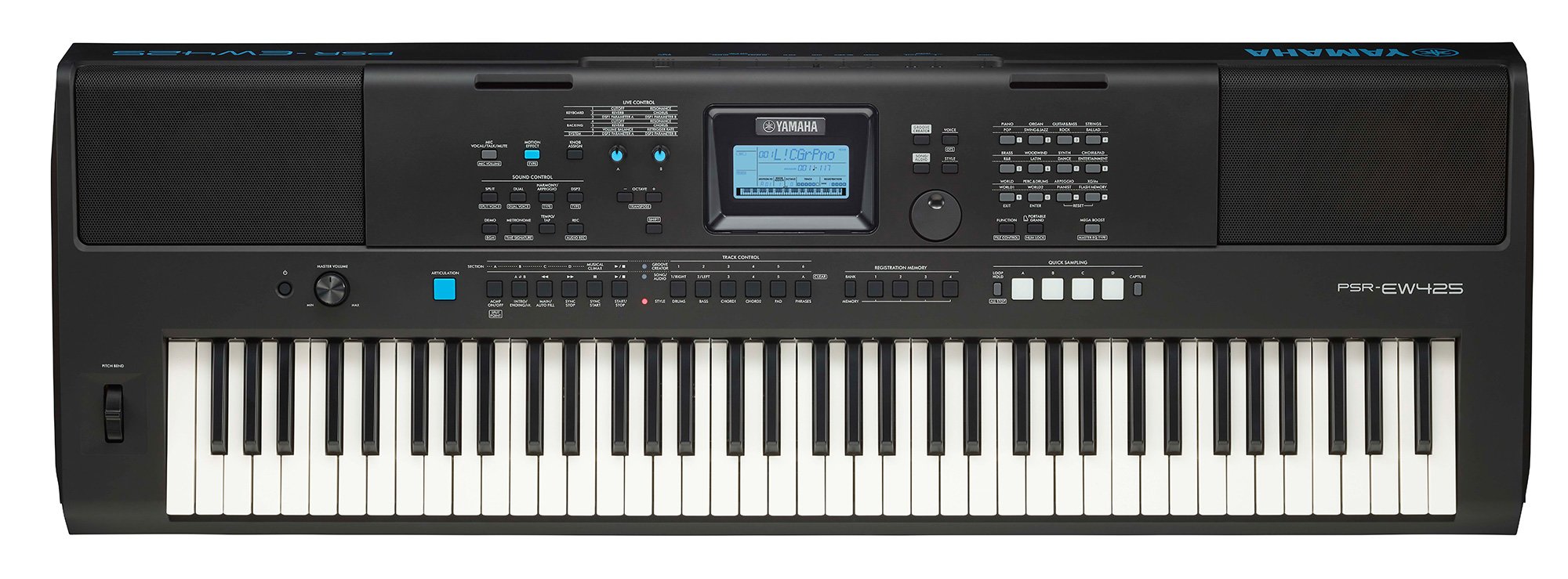 Se Yamaha PSR-EW425 Keyboard (Sort) hos Drum City
