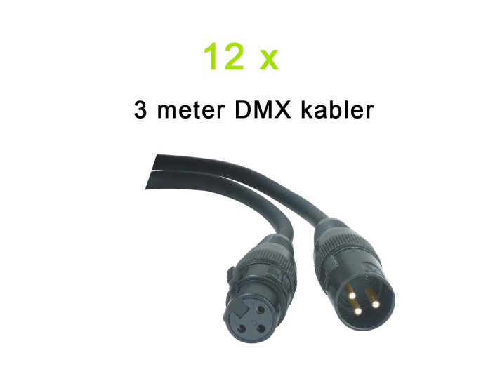 DMX Kabel Pakke, 12 x 3 meter