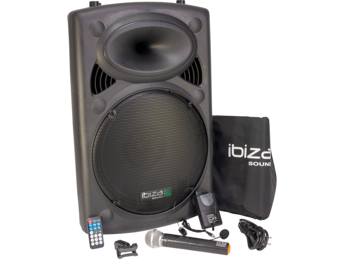 Ibiza bärbar högtalare med 15" bas (svart, 800 watt)
