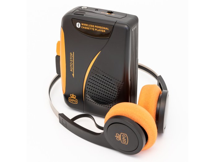 GPO Kasettebåndafspiller m. Hovedtelefoner og Bluetooth (Sort/Orange)