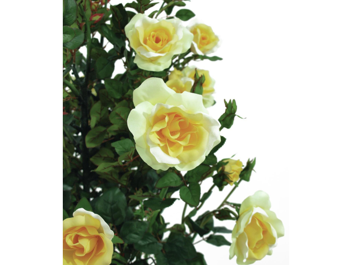 Keinotekoinen ruusupensas vaaleankeltainen, 140cm