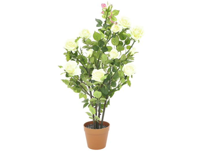 Kunstig rosenbusk cremefarvet, 86cm