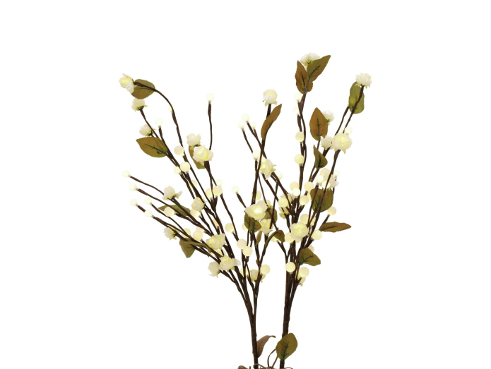 Kunstig Kamelia m. LED-lys, hvid, 50cm