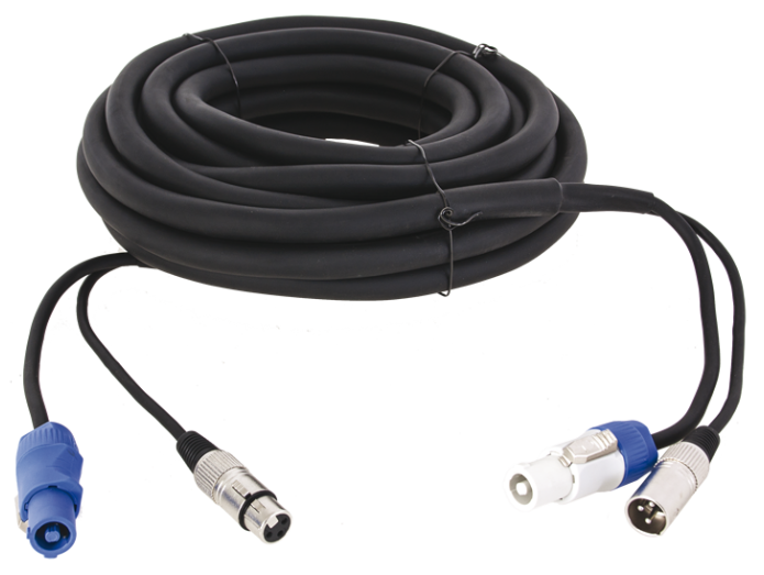 Powercon & XLR Kombi kabel 10 meter (DMX)