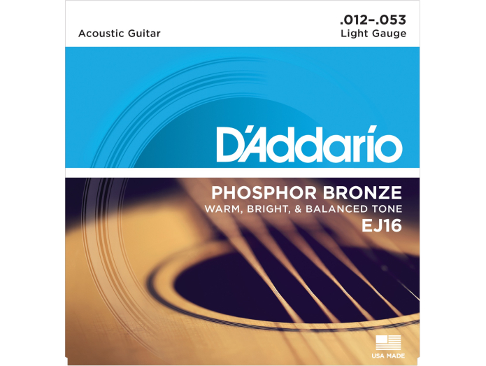 Minde om erosion Over hoved og skulder Daddario EJ16 Phosphor Bronze Guitarstrenge (Light, 12-53) - Strenge til  western guitar - DrumCity.dk