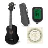 Reno RU150 Soprano Ukulele (svart) Starter Kit