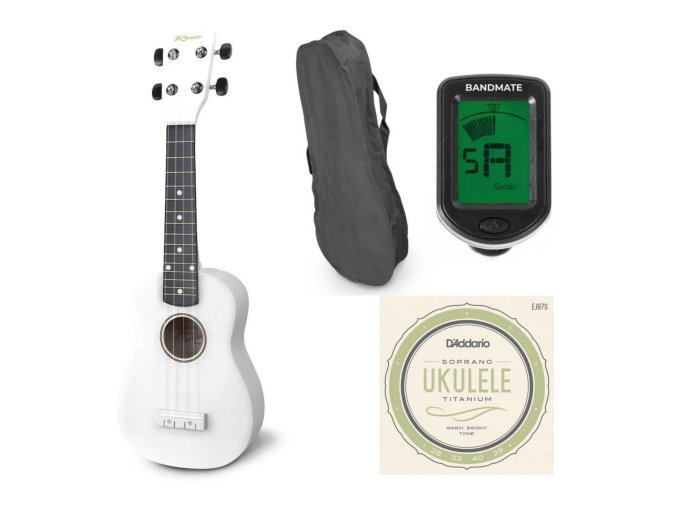 Reno RU150 Soprano Ukulele (White) Starter Kit