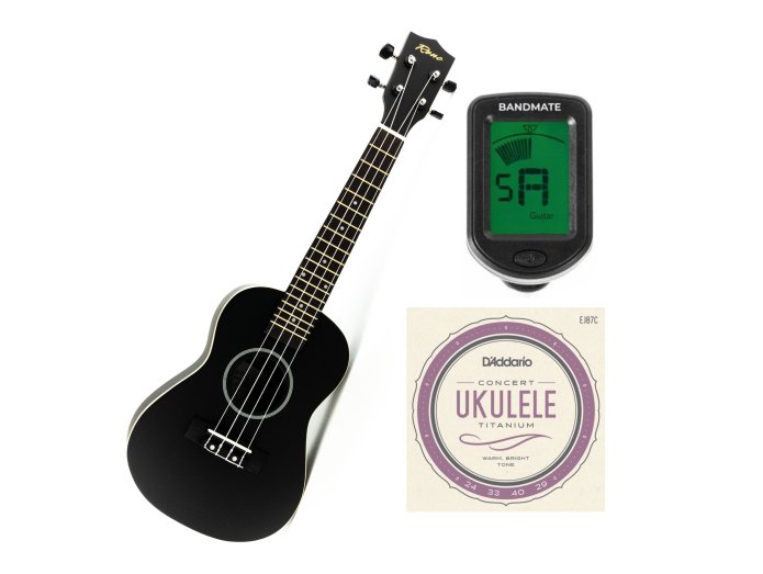 Reno RU300 Grand Concert Ukulele (svart) startpakke