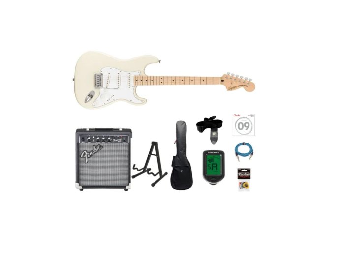 Fender Squier Affinity Stratocaster Electric Guitar Starter Kit (Olympic White)