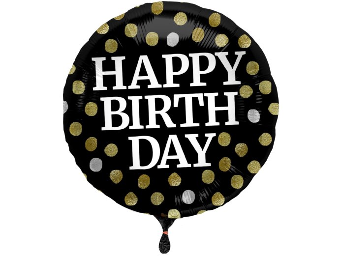 Folieballon 'Happy Birthday' (Gloss Sort, 45cm)