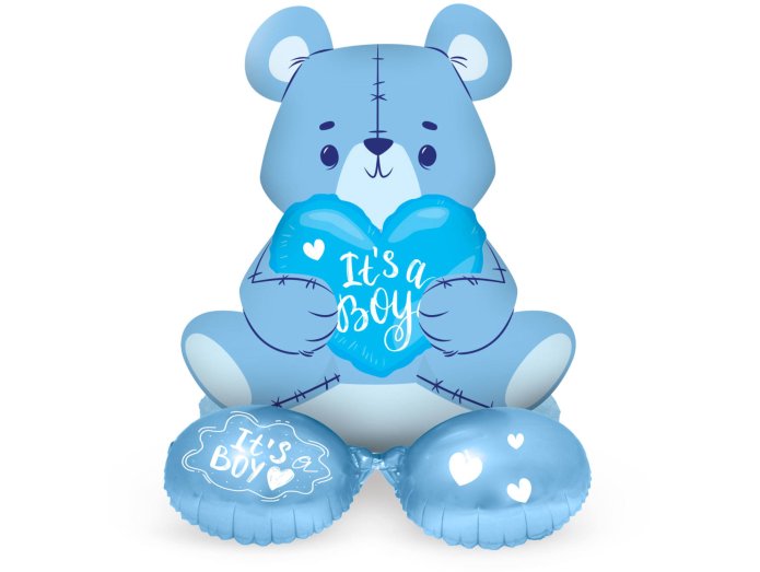 Folieballong med Base Bear 'It's a Boy' (bl, 61 cm)