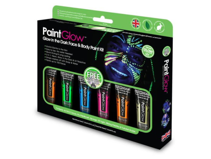 Glow in Dark UV face and body paint set