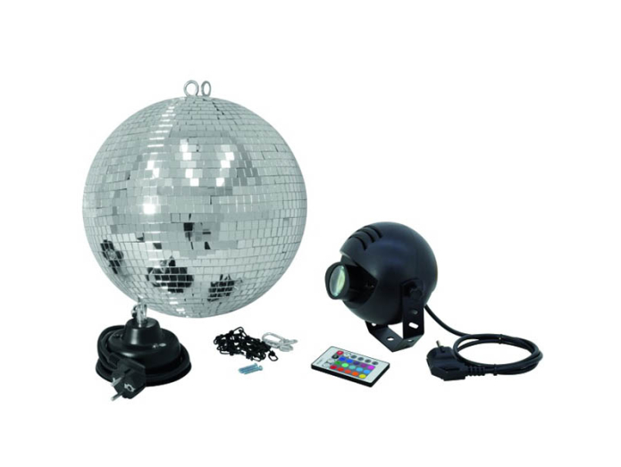 Complete LED Mirror Ball Set with Remote Control (30 cm)