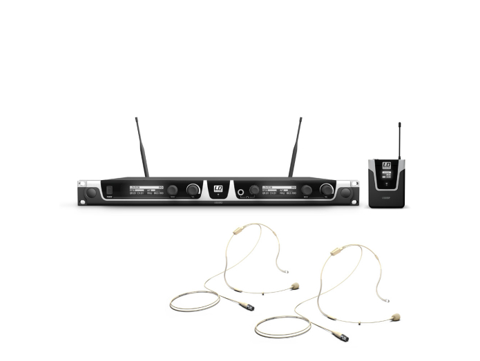 LD Systems U508 BPHH2 - Wireless Microphone system with 2 x Bodypack and 2 x skin-coloured Headset