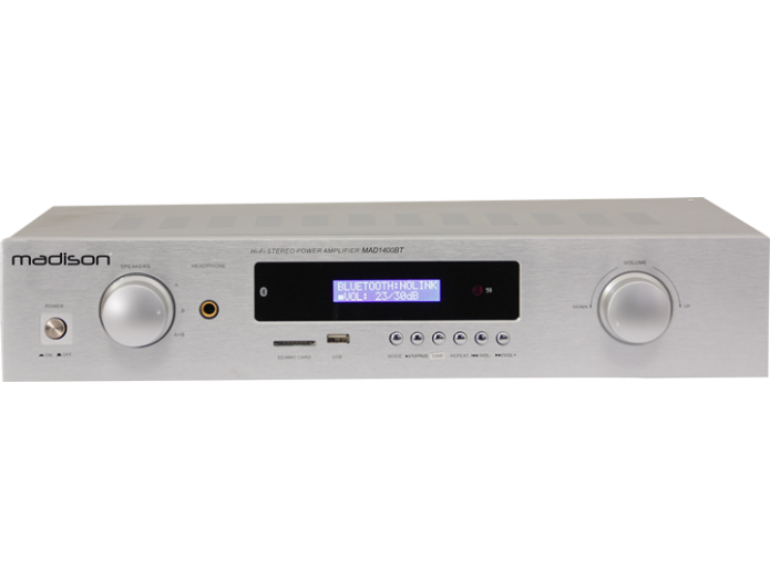 Madison HI-FI Stereo Forstærker (Sølv, 2x140W)