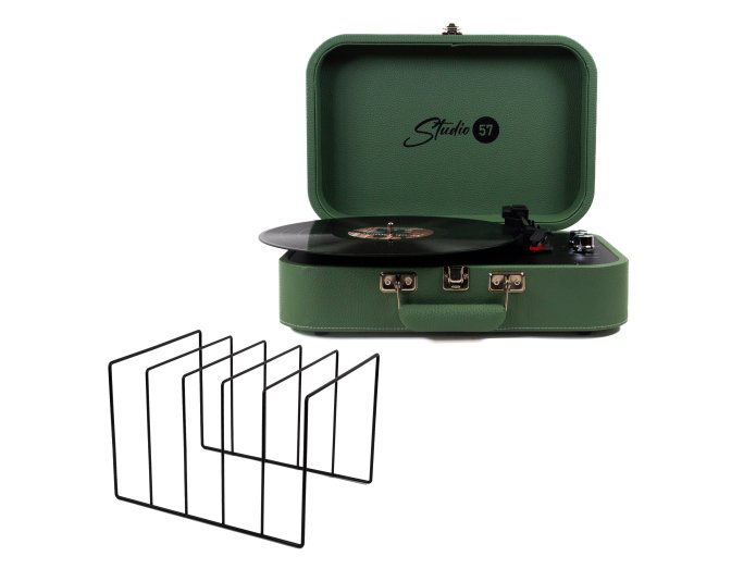 Studio 57 Mellow Turntable with LP Stand (Green)