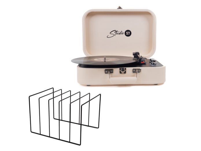 Studio 57 Mellow Turntable with LP Stand (White)