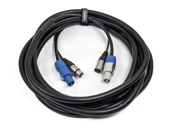 Perfex Powercon & XLR Multi-kabel (DMX, 5m)