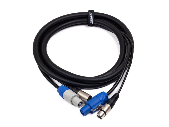 Perfex Powercon & XLR Multi-kabel (DMX, 3m)