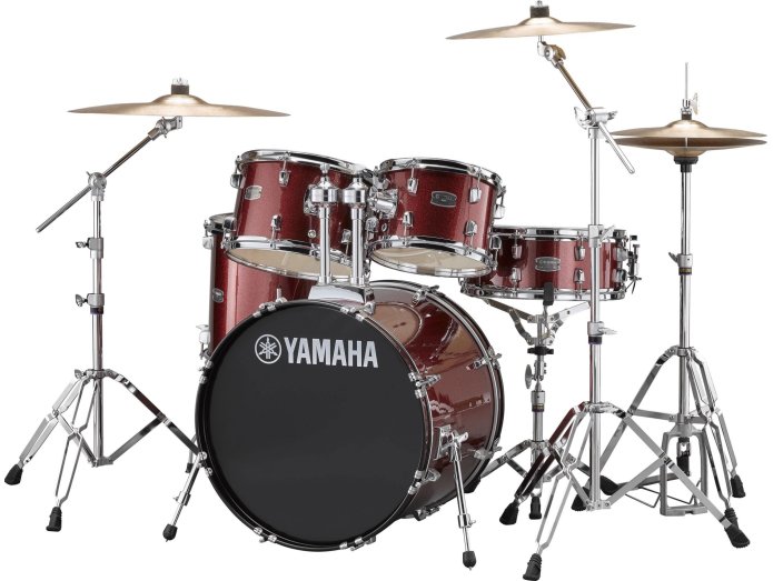 Yamaha Rydeen Standard Drum Kit incl. Hardware Pack and Cymbals (Burgundy Glitter)