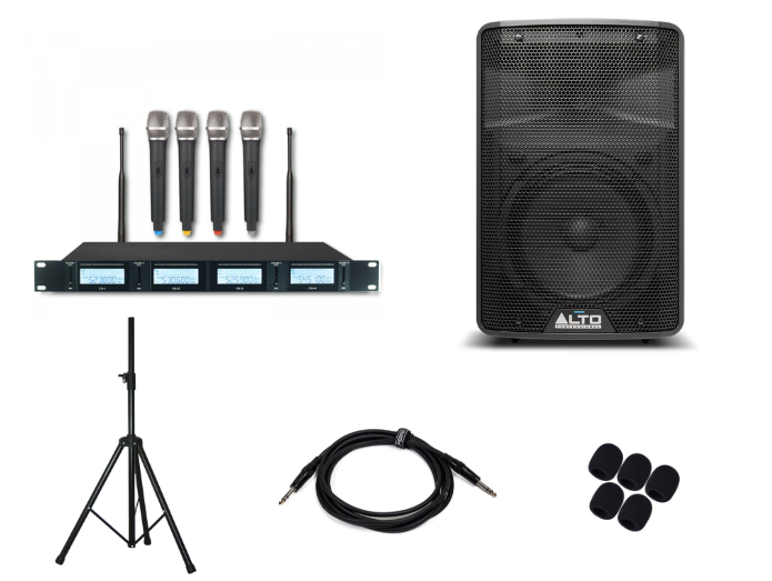 Wireless Microphone Set w. 4 Microphones