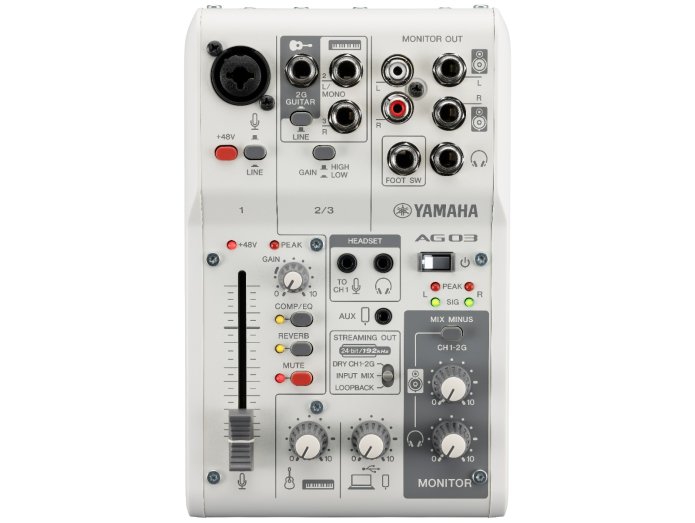 Yamaha AG03 MkII Live Streaming Mixer (White)