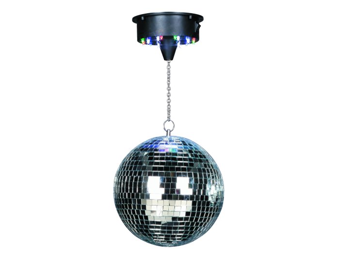 Ibiza Batteridrevet discokule med LED-lys (30 cm)