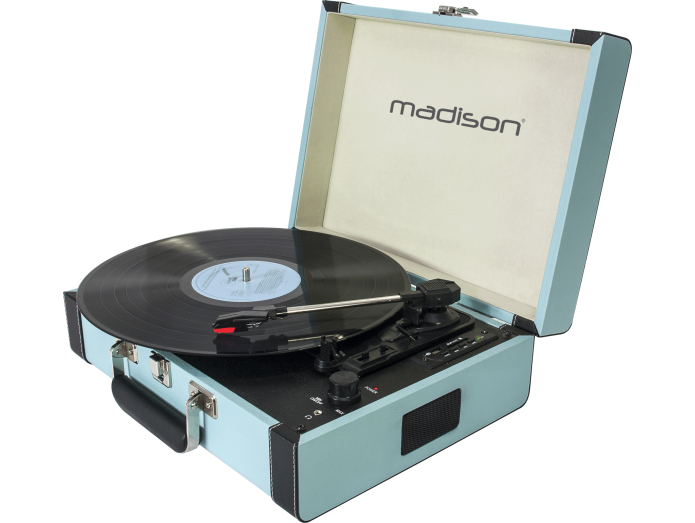 Madison Vintage Turntable with Bluetooth (Light Blue)