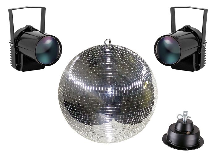 Complete mirror ball set 50 cm with LED spot