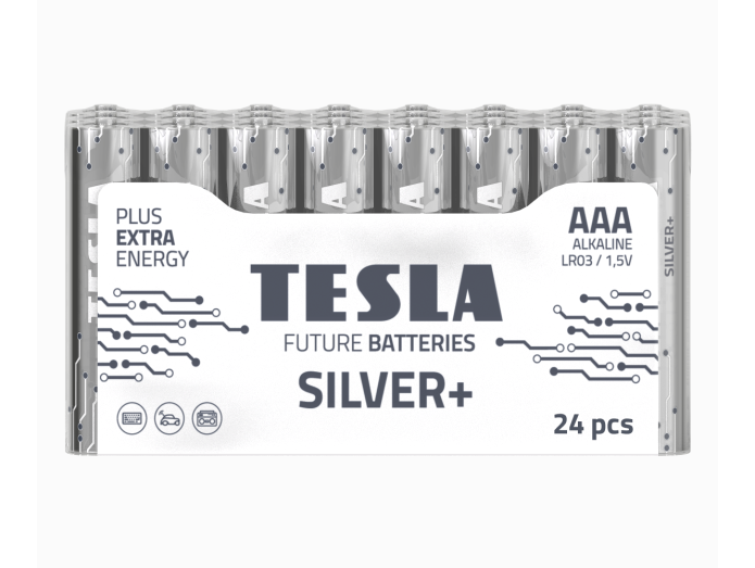 Pilas alcalinas Tesla Silver+ AAA (24 uds.)